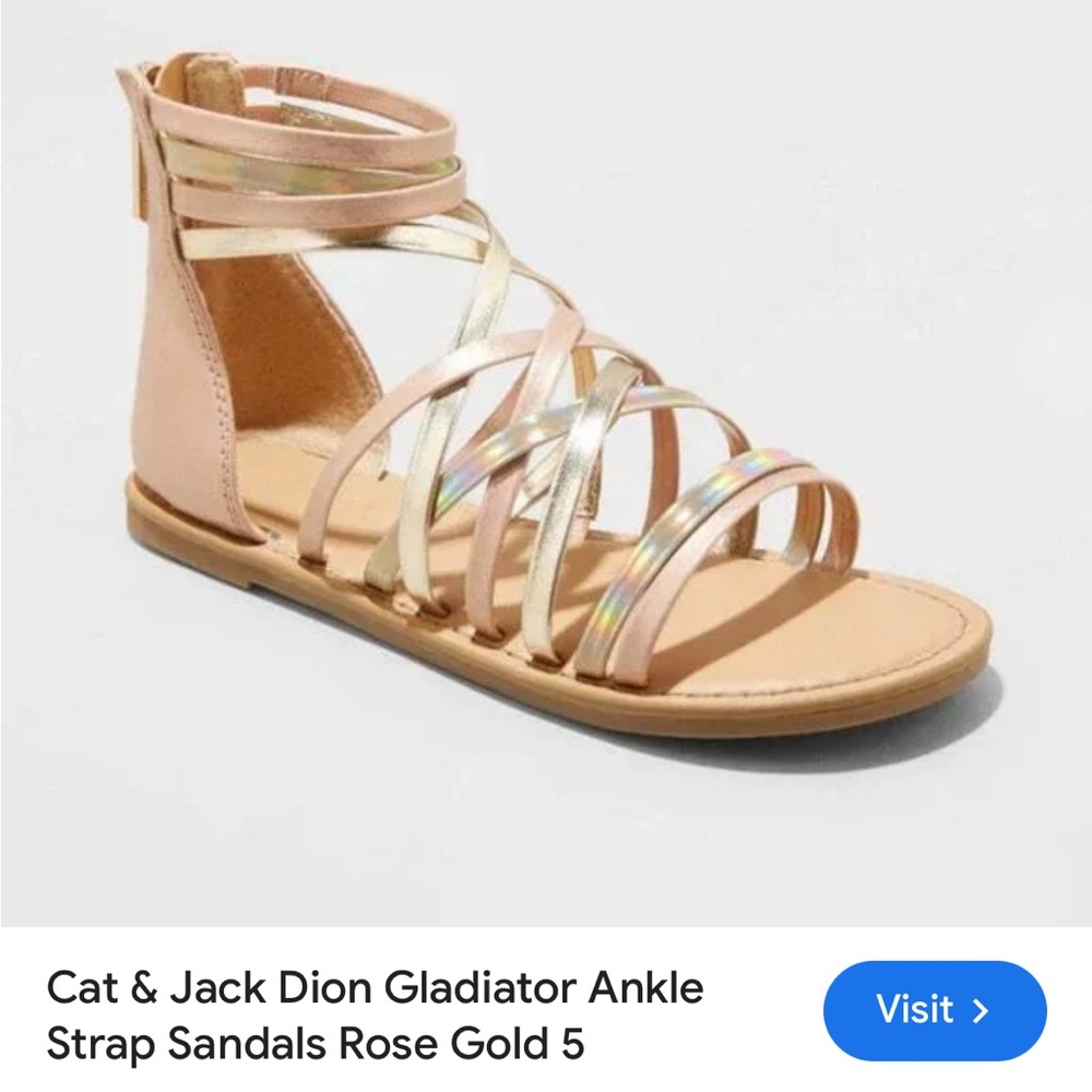 Cat and Jack gladiator style rise gold sandals size 5 new